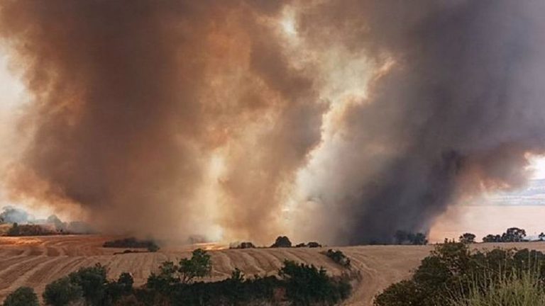 Un incendio agrícola afecta unas 445 hectáreas y obliga a confinar la localidad leridana de Cervera durante más de tres horas