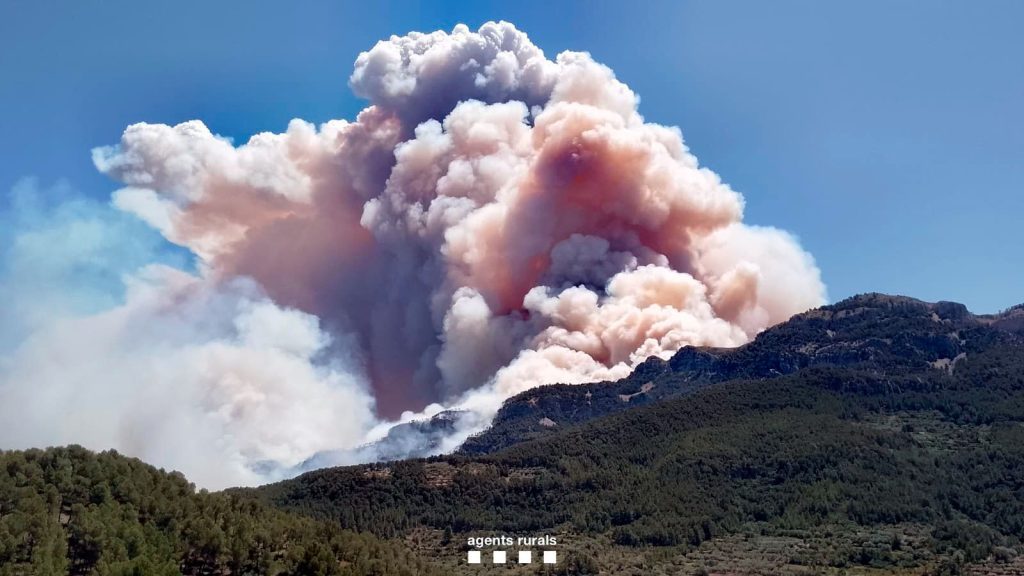 El incendio forestal en Paüls, Tarragona, alcanza ya una extensión de 1.500 hectáreas