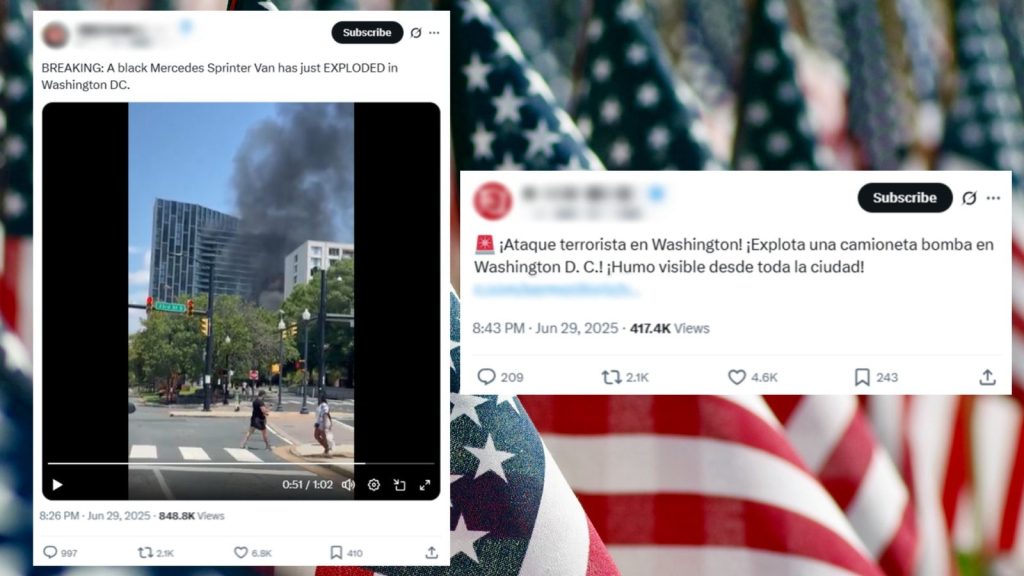 No es un ataque terrorista en Washington, es un vehículo incendiado accidentalmente en Virginia