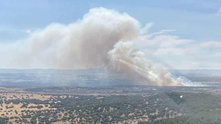 El incendio de Valdecaballeros, Badajoz, presenta una evolución favorable, con 2.500 hectáreas quemadas