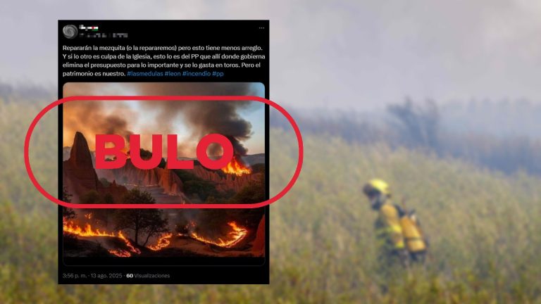 No es una imagen real del incendio en Las Médulas de León, es IA