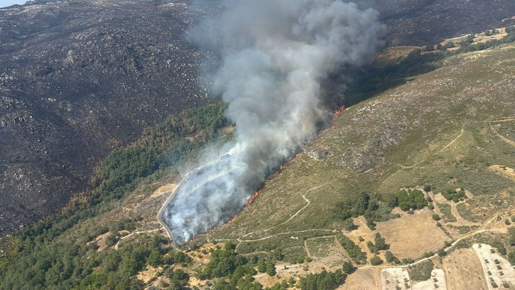 El viento complica el incendio de Valdeorras, Ourense, mientras mejoran los fuegos de Zamora y Navarra